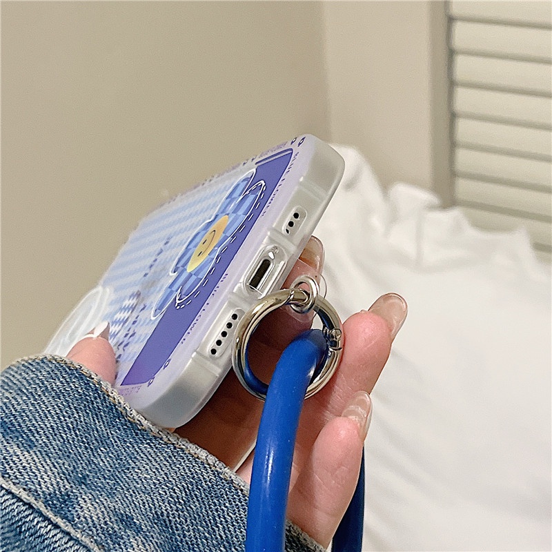 Ốp lưng iphone Ốp Điện Thoại Silicon Hình Hoa Mặt Cười Có Vòng Đeo Tay Cho Apple Iphone 13Promax iPhone14pro 78plus/X/XR// Promax/Mini Dinuo case