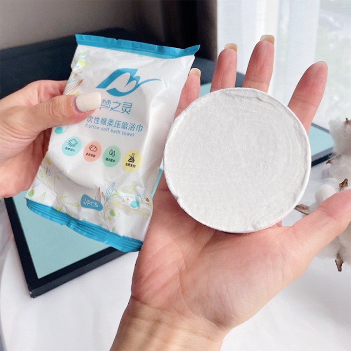 Khăn Tắm Du Lịch Dạng Viên Nén Tiện Dụng Chất Liệu 100 % Cotton Thấm Hút Tốt Mềm Mịn Kích Thước 70*140 cm