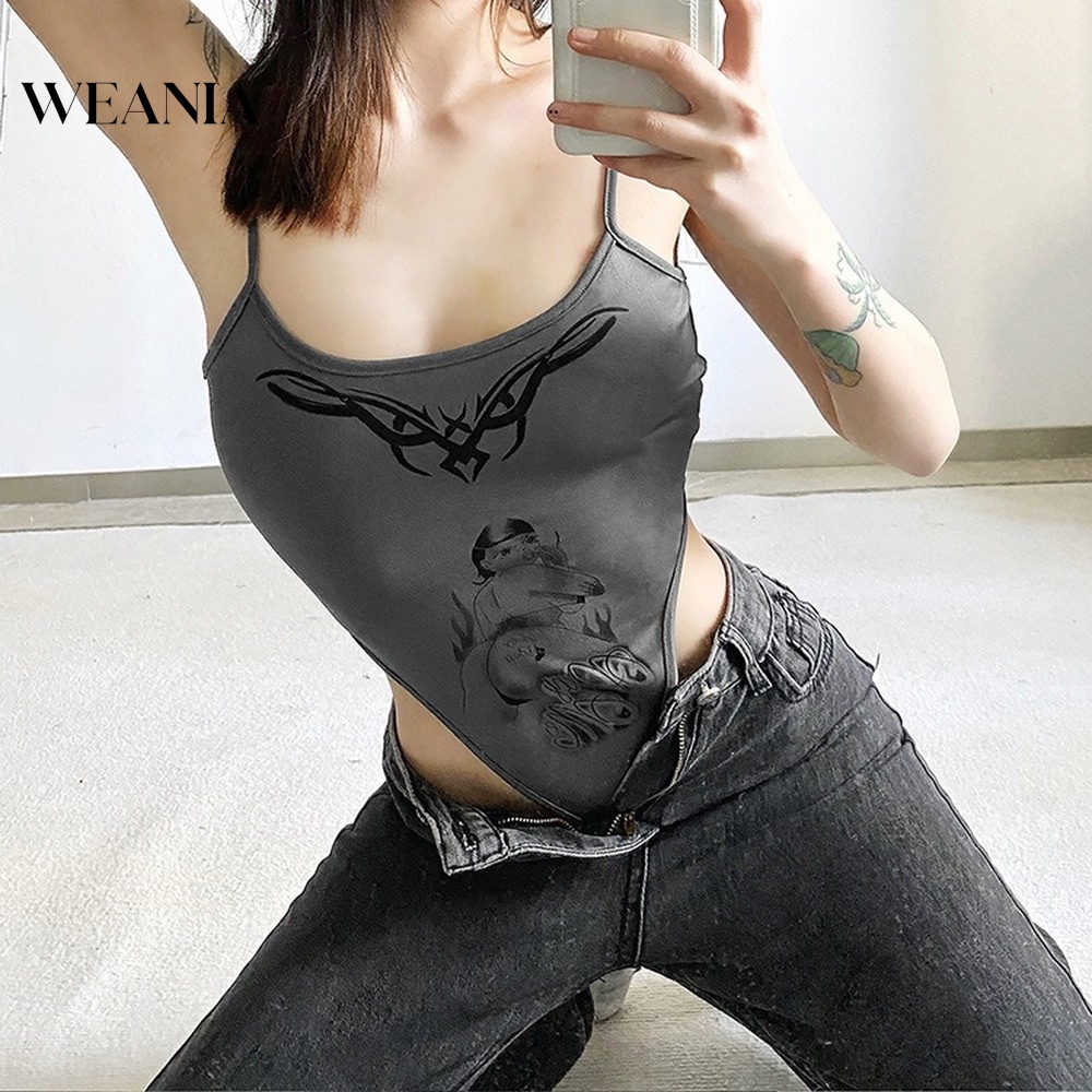 Bộ Áo Liền Quần Hai Dây Hở Lưng In Họa Tiết Gợi Cảm Cho Nữ D0402