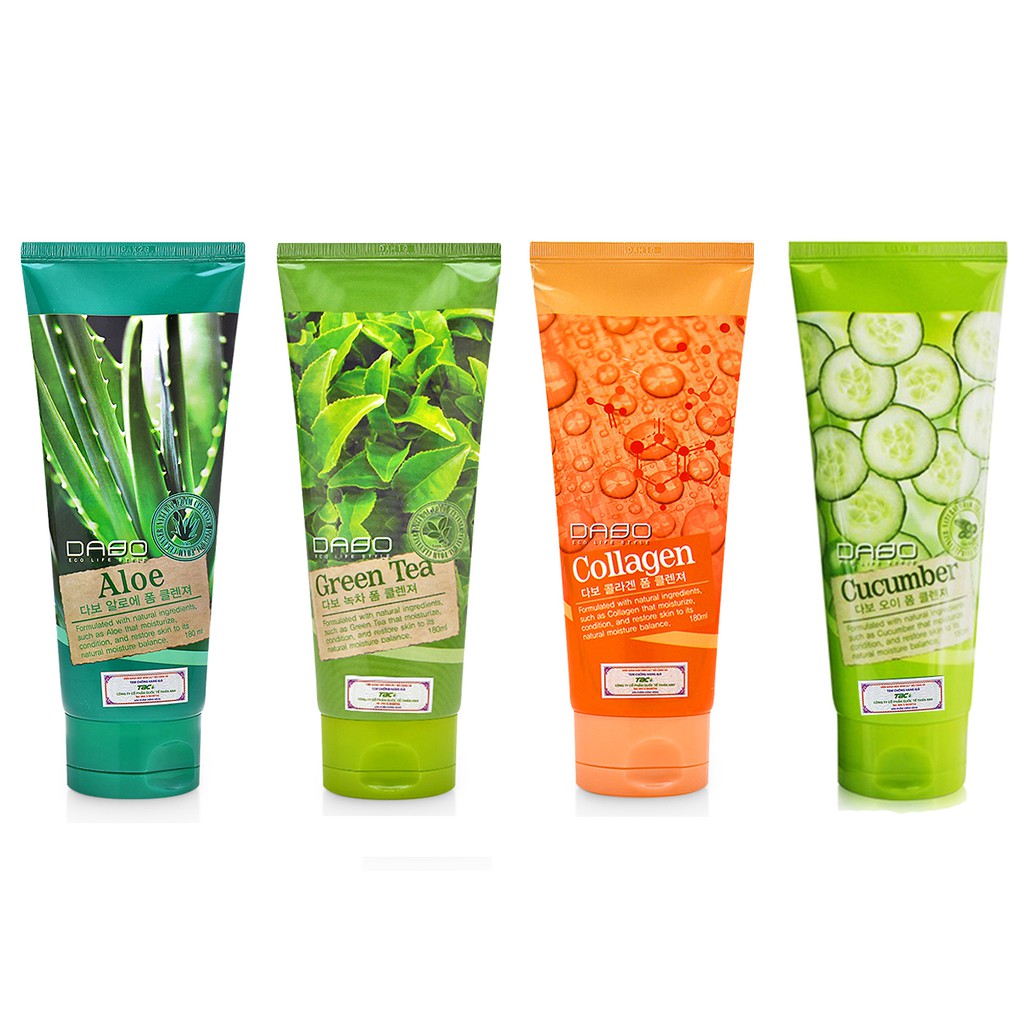 Sữa rửa mặt trà xanh giảm mụn, sạch bã nhờn Dabo Cleasing Foarm 180ml