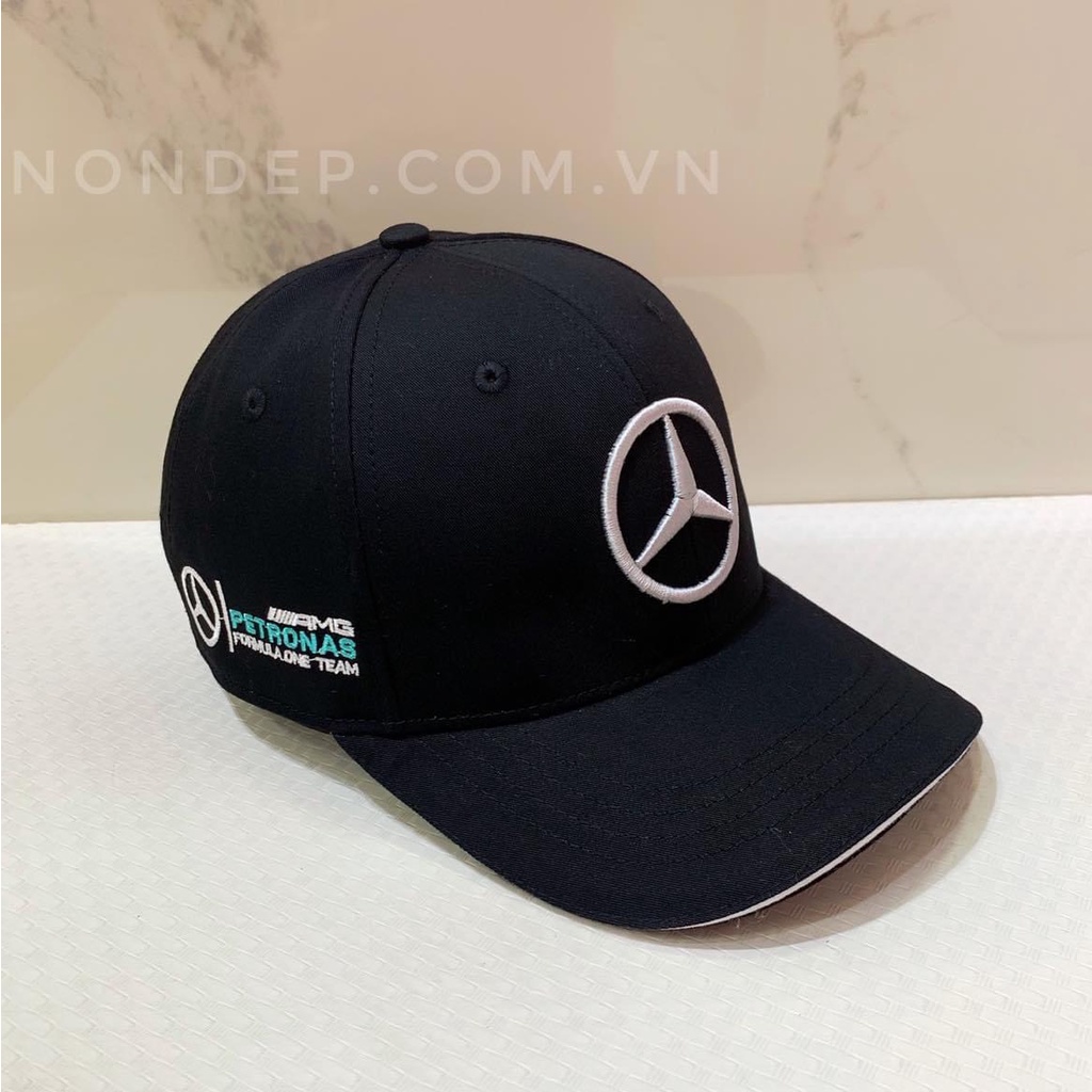 (Hàng VNXK) Nón kết, mũ lưỡi trai tem xe Mercedes vải Kaki đẹp form chuẩn (Ảnh thật)