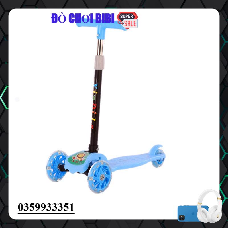 Xe scooter cho bé xe trượt scooter NHỰA trẻ em 3 bánh gấp gọn có đèn phát sáng