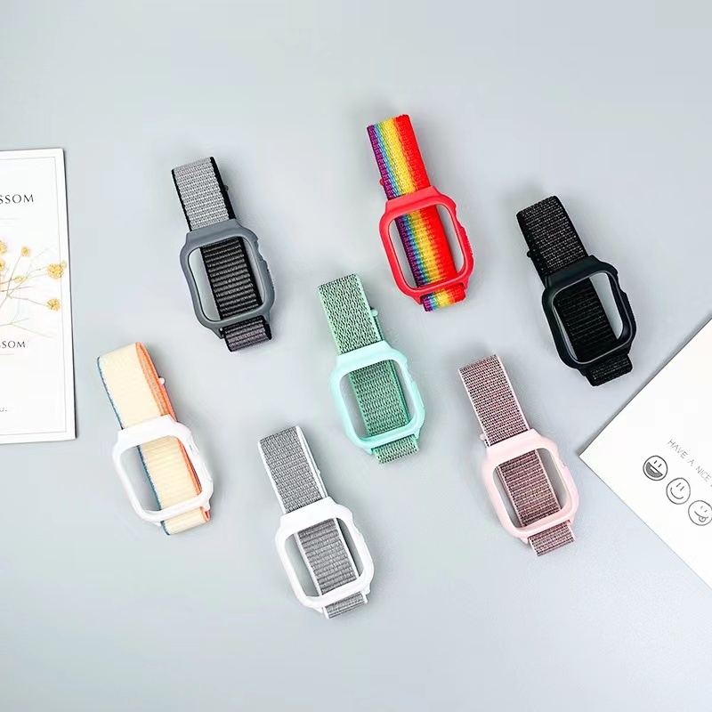 Bộ Dây Đeo Nylon + Vỏ Bọc Bảo Vệ Cho Đồng Hồ Thông Minh Apple Watch 44mm 40mm iWatch band 41mm 45mm Apple Watch Serie 7 SE 6 4 3