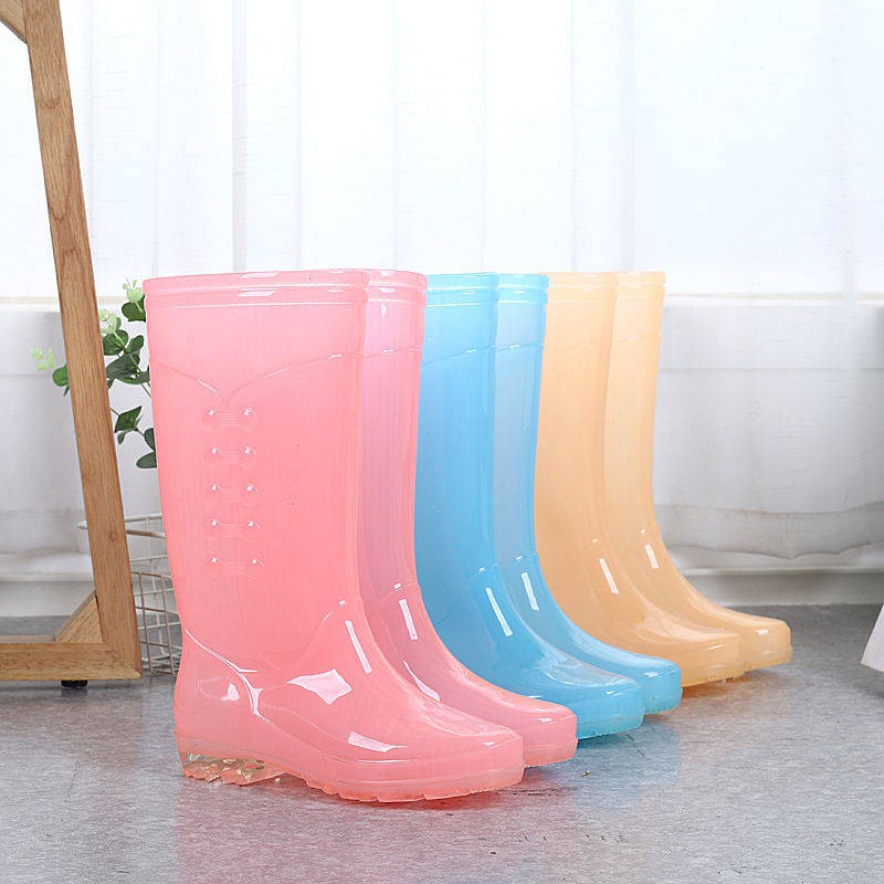 Rainfall Women's High Tube Fashion Rain Boots Plus Velvet Ấm áp Giày chống trượt Giày cao su dày cho người lớn Tumble Gi