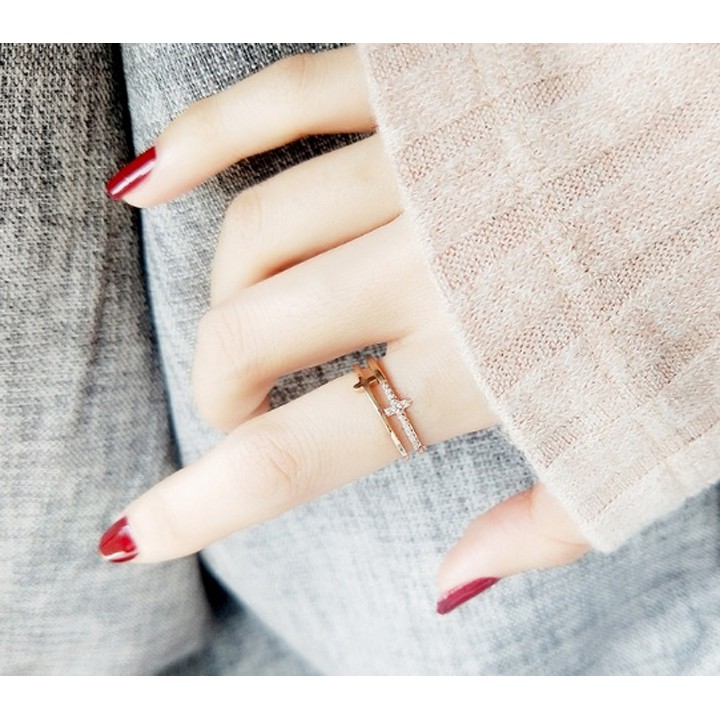 Nhẫn titan cao cấp kiểu thánh giá thời trang Hàn Quốc siêu đẹp, bền màu, hợp thời trang - Tặng hộp đựng xinh xắn