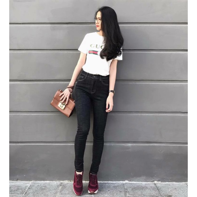 Nhập WAMS8 giảm 15%_ Quần jean bố đốm muối tiêu đen