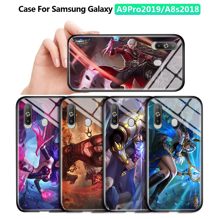 สำหรับ Samsung Galaxy A9 Pro 2019 A8S 2018 A9 2018 A9s A7 2018 A750 Vỏ điện thoại trò chơi di động MLBB สำหรับ Mặt sau bằng kính cường lực bóng loáng dành cho điện thoại di động Vỏ bọc huyền thoại