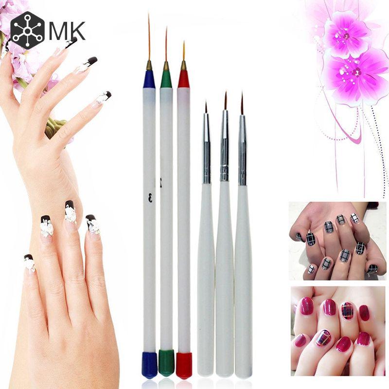 3Pcs DIY Nail Art Pens Painting Dotting Drawing stripe Brush Liner Tools kit MK