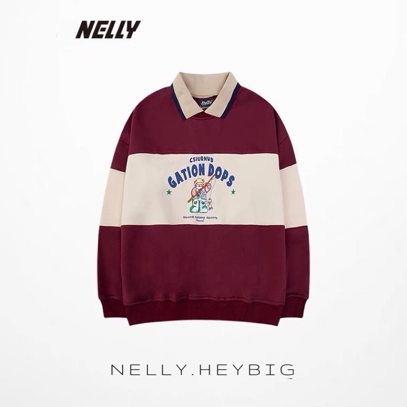 Áo polo dài tay  Nelly Heybig form rộng thời trang mùa hè dành cho nam và nữ 89 DOPS