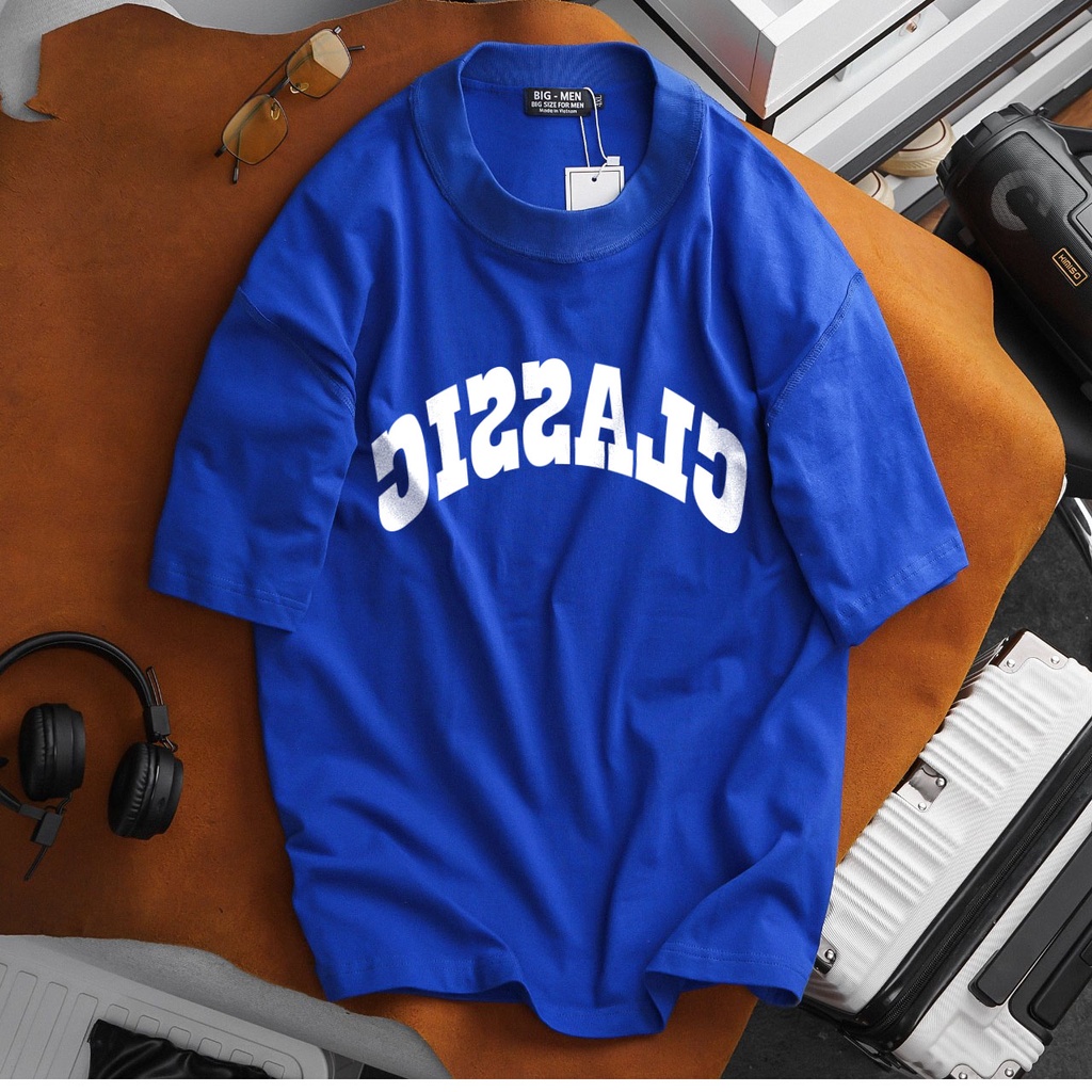 [bigsize] Áo thun cotton màu xanh bích đường may cổ trái siêu đẹp bigsize nam