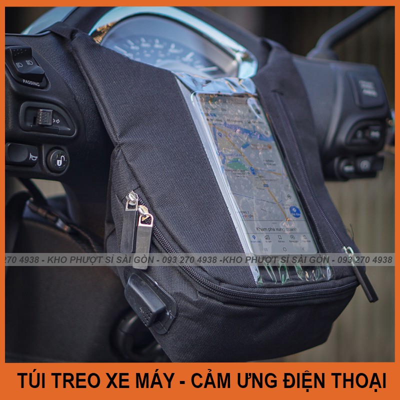 Túi treo đầu xe máy đa năng - cảm ứng được điện thoại - túi treo đầu xe shiper xem bản đồ