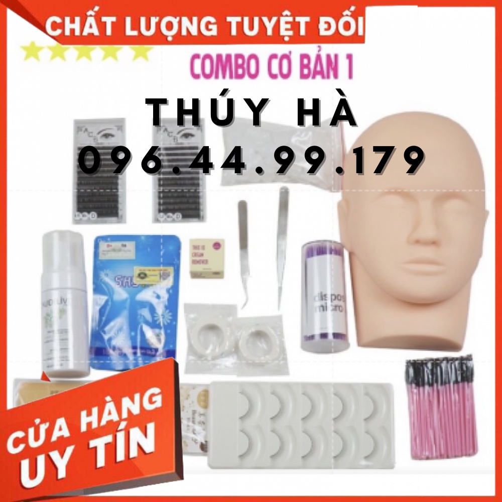 combo tập nối mi cơ bản 380k_dụng cụ mi_keo nối mi_uốn mi_mi khay_mi fan_THÚY HÀ