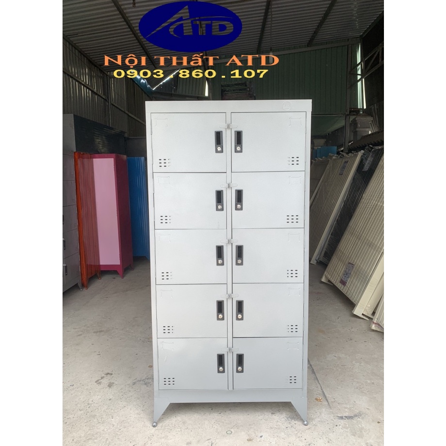 Tủ hồ sơ locker sắt 8 ngăn cho văn phòng đựng đồ nhân viên có khóa riêng hcm