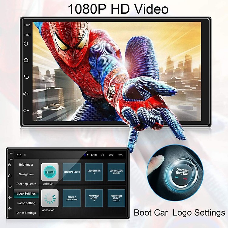 Màn Hình Cảm Ứng LCD 7 inch Hỗ Trợ Nghe Nhạc MP5 Bluetooth Wifi GPS Android 9.1 Hỗ trợ Tiếng Việt