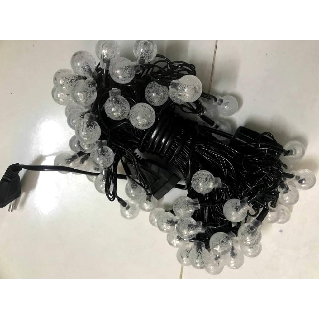 Đèn LED bi CHERRY,Đèn led bọt biển Bọt Nước 8m 50 bóng trang trí quán Cafe, nhà cửa, quán ăn, ánh sáng vàng