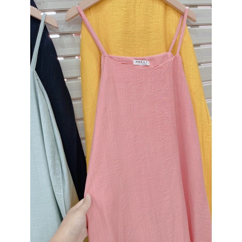 [BigSale] Bán sỉ - Váy 2 dây V01- Đầm suông chất đũi mát đủ 4 mầu giá tại xưởng