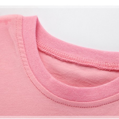 Mã 51659 áo thun bé gái ngắn tay màu hồng phối tay bèo duyên dáng của Little maven