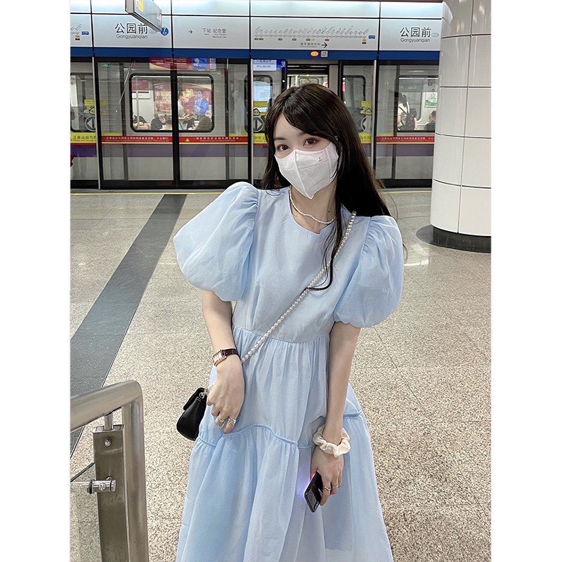 Váy babydoll voan tay bồng ngắn tay siêu xinh