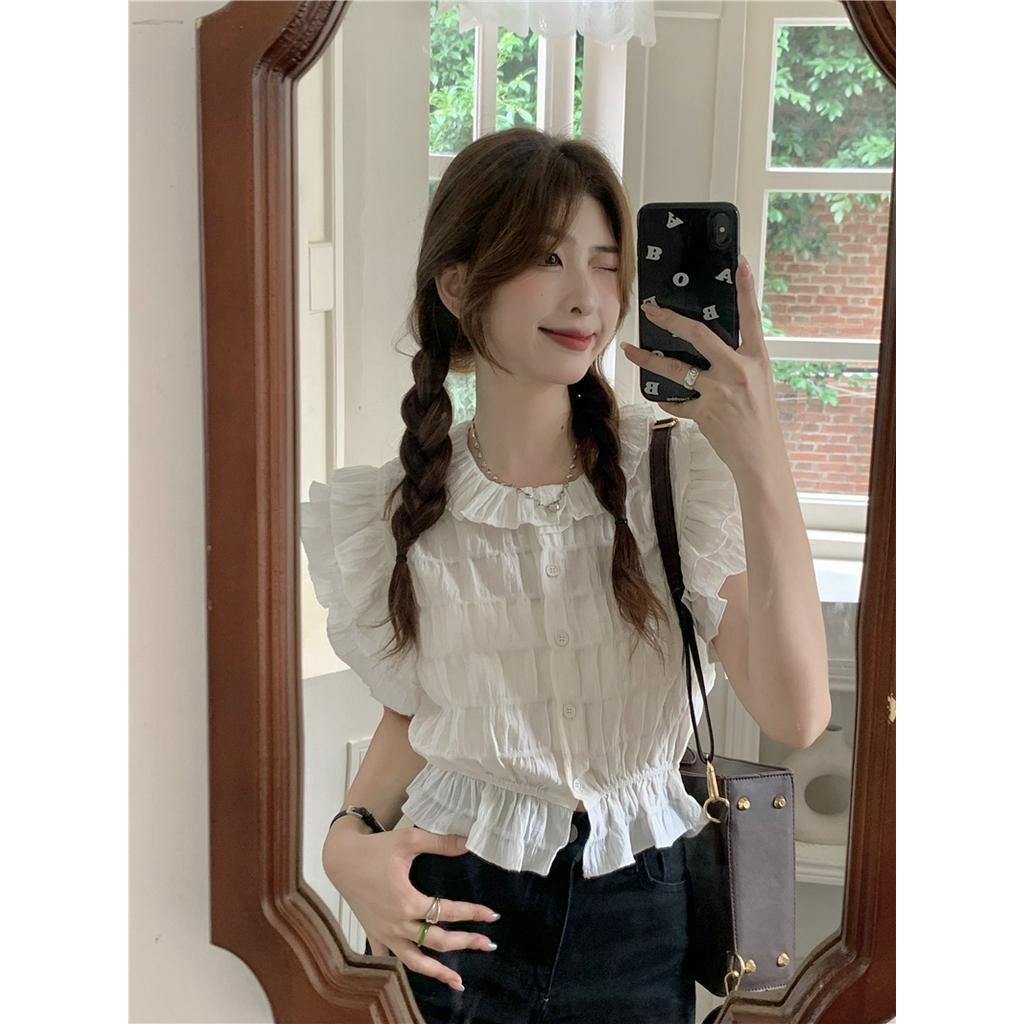 Áo Sơ Mi Ngắn Tay Xếp Ly Mùa Hè 63223