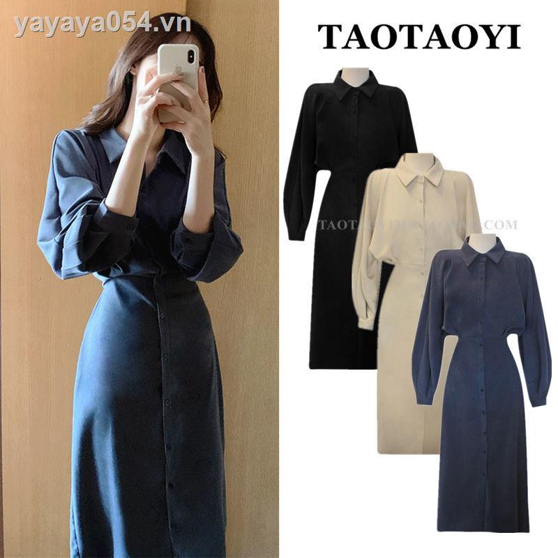 Đầm Sơ Mi Dáng Dài Chiết Eo Phong Cách Hàn Quốc Cổ Điển Thời Trang Mùa Xuân Hàng Mới Dành Cho Bạn Nữ 2021