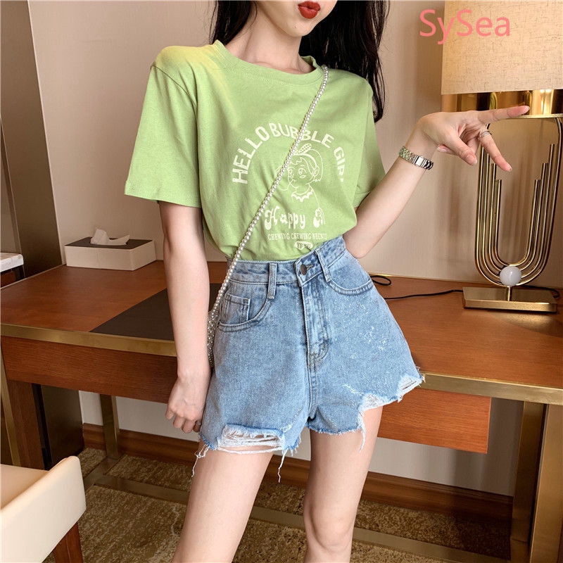 Quần short Denim lưng cao thời trang nữ cá tính