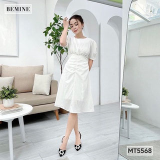 Đầm tay phồng nhún eo xếp ly ngực bemine mt5568trang