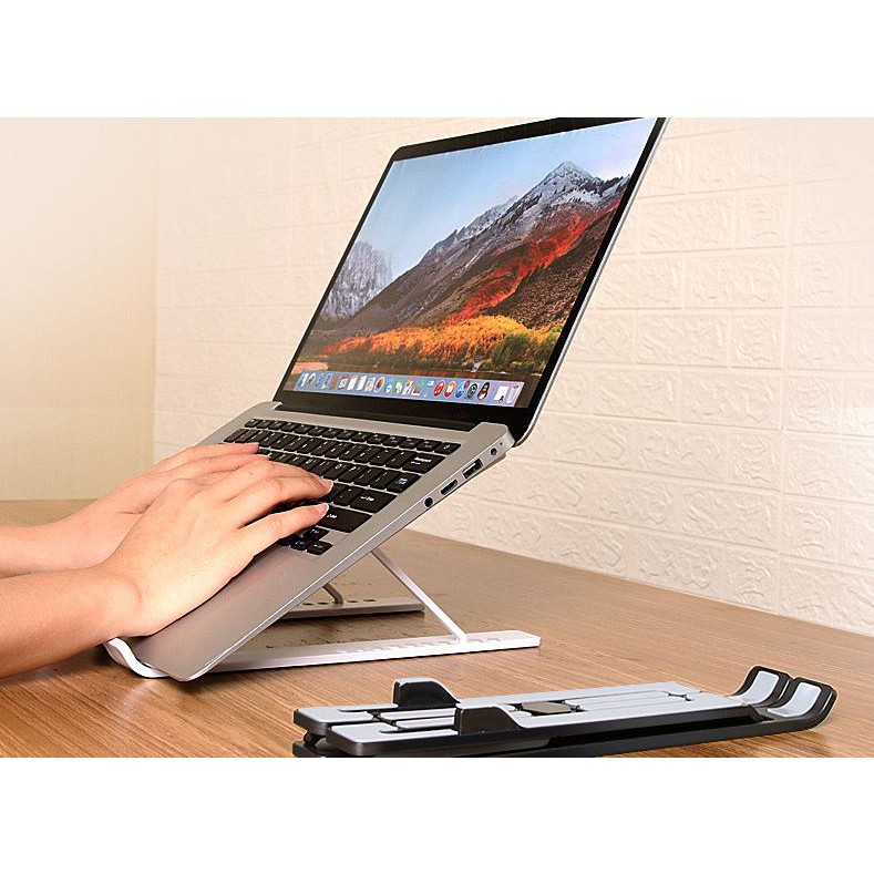 [Thanh lý - mua nhiều giá siêu tốt] Giá đỡ laptop, kệ laptop tản nhiệt 6 nấc chỉnh được độ cao, có thể gập gọn