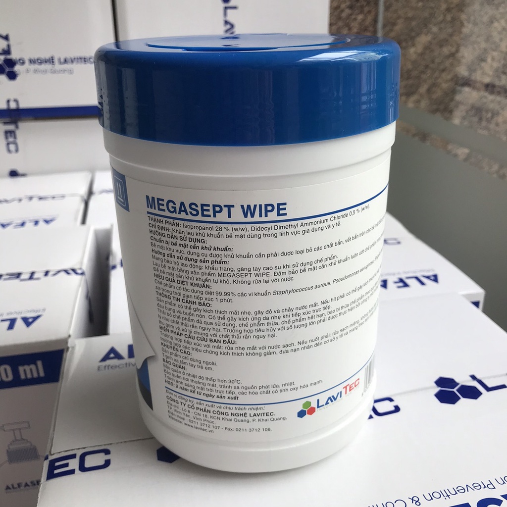 Khăn lau khử khuẩn bề mặt MEGASEPT Wipe hộp 100 tờ 15x20cm