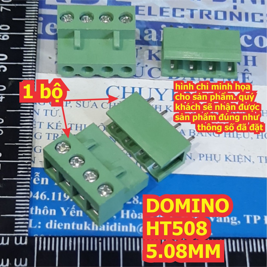 DOMINO, TERMINAL ĐẦU NỐI HT508 5.08MM ĐẦU ĐỰC + CÁI ( Xanh Thẳng) 2/3/4/5/6/7/8P kde0594