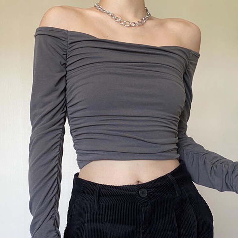 IELGY Áo Dệt Kim Mỏng Một Bên Vai Dáng Ôm Dễ Phối Đồ Thời Trang Cho Nữ