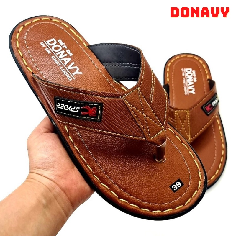 Dép Xỏ Ngón Nam Da DONAVY Cao Cấp May Full Quai Và Đế Bao Chắc Chắn D.KPMA