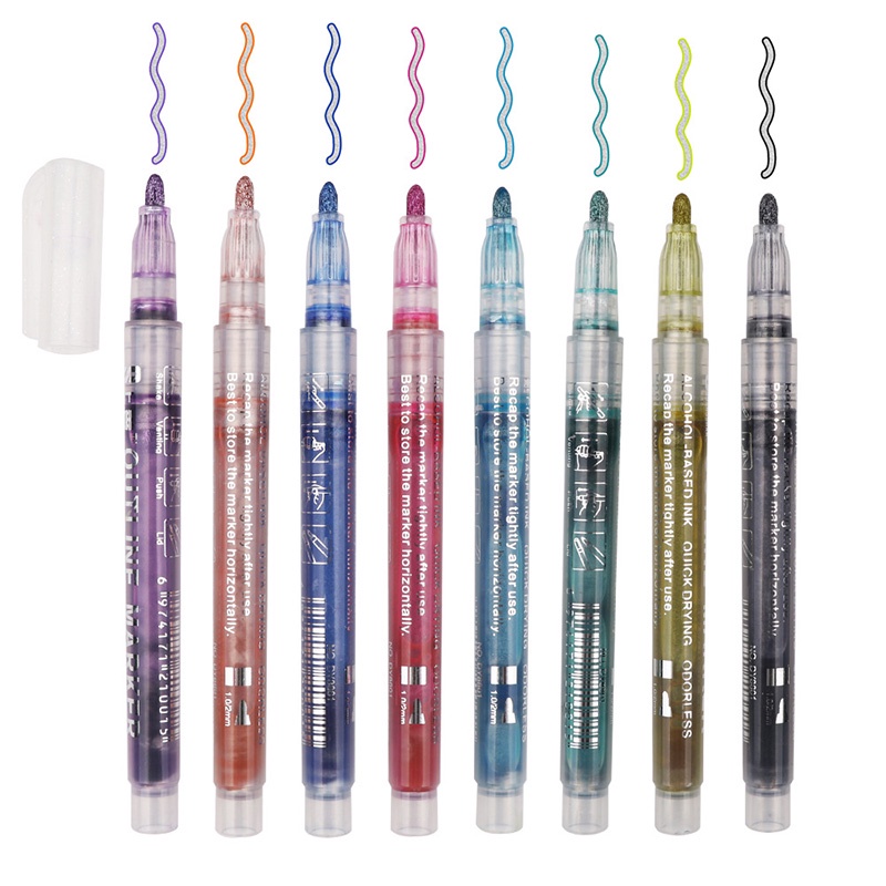 Set 8 / 12 Bút Đánh Dấu Hai Đầu Màu Sắc Huỳnh Quang Đặc Biệt