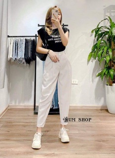 Quần baggy cạp cao - ẢNH THẬT