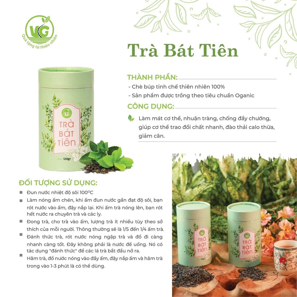 Trà Bát Tiên [FREESHIP] Chè Xanh Tăng Cường Tập Trung, Ổn Định Huyết Áp, Hỗ Trợ Tiêu Đốt Mỡ Thừa, Giảm Cholesterol