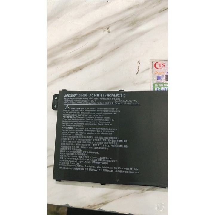 Pin Acer A515-54 35wh Acer Aspire B116-M B115 B115-M AC14B13J  Zin bóc máy như mới