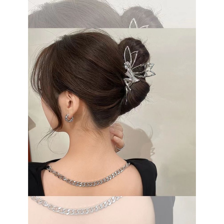 Kẹp Tóc Hình Cá Mập Bằng Kim Loại Màu Bạc Sang Trọng