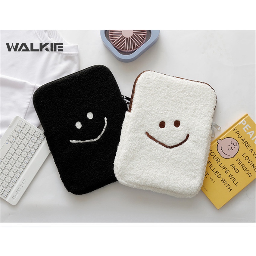 Túi Đựng Bảo Vệ Máy Tính Bảng Huawei MacBook Air Mac Ipad Pro 9.7 10.8 13.3'' 11 13 inch Vải Lông Hình Mặt Cười Dễ Thương