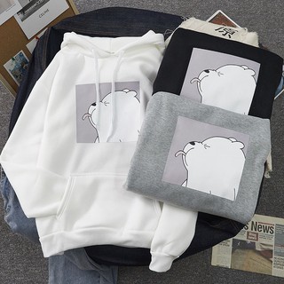 Áo hoodie gấu trắng chất nỉ bông dày siêu ấm