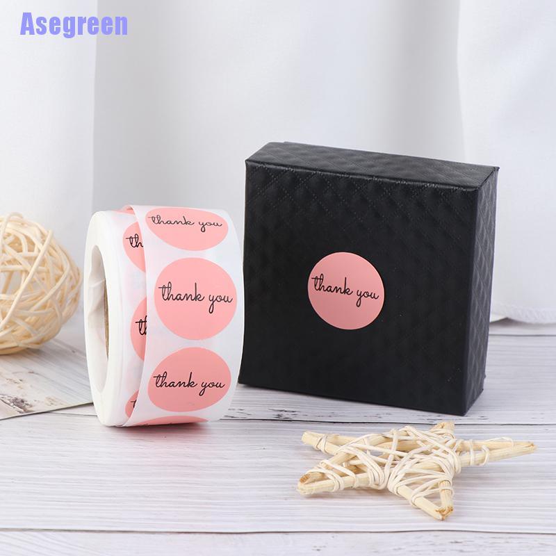 Cuộn 500 miếng dán chữ Thank You 1 inch màu hồng trang trí đa năng