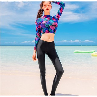 Có sẵn bộ đồ bơi croptop quần dài cao cấp