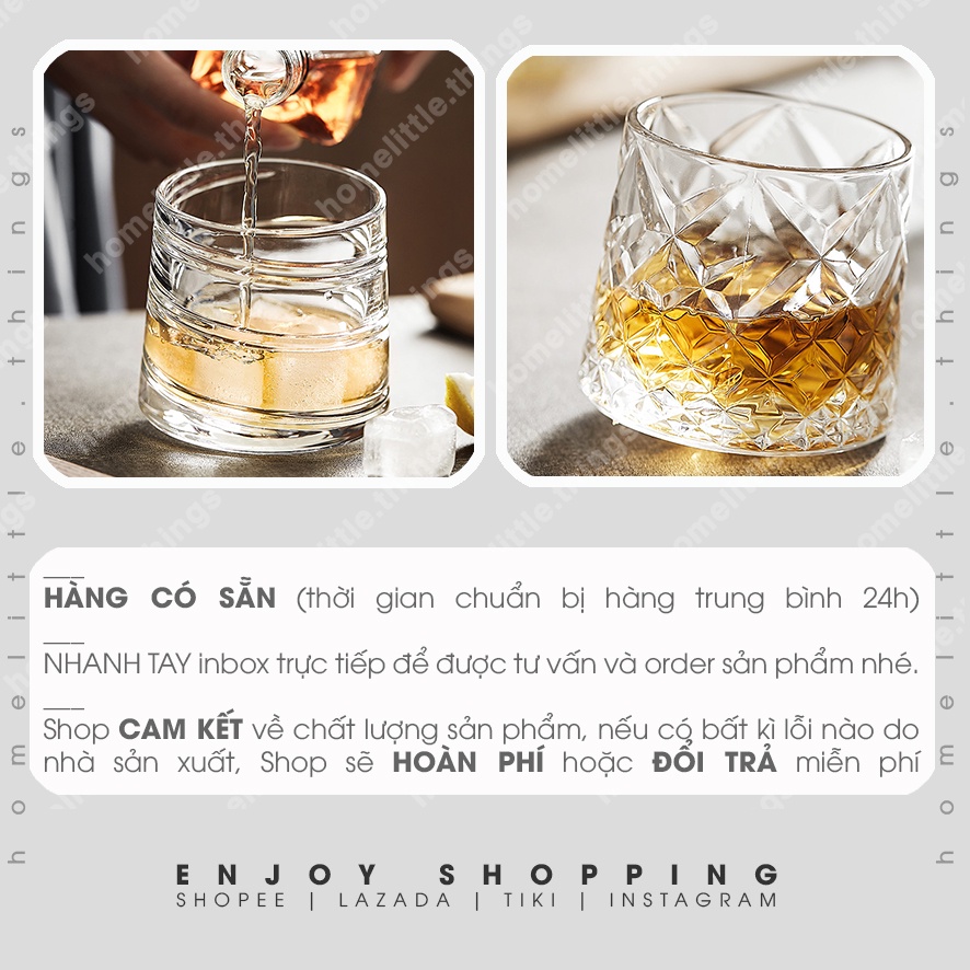 [Xoay được] Ly cốc thủy tinh uống nước, cà phê sang trọng