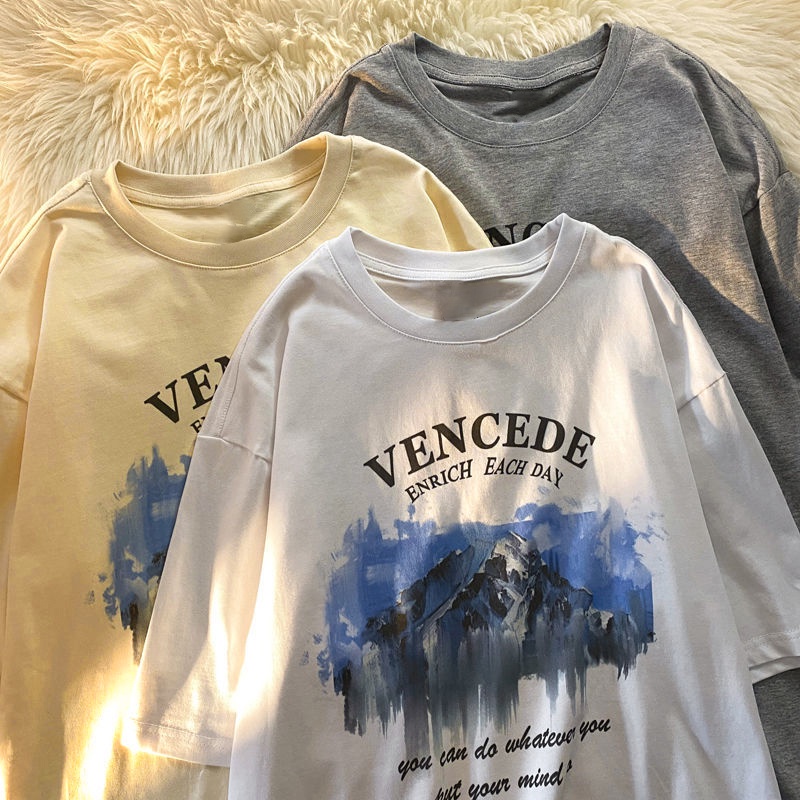 NRVP Áo thun cotton tay ngắn cổ tròn thời trang mùa hè phong cách Hàn Quốc cho nữ