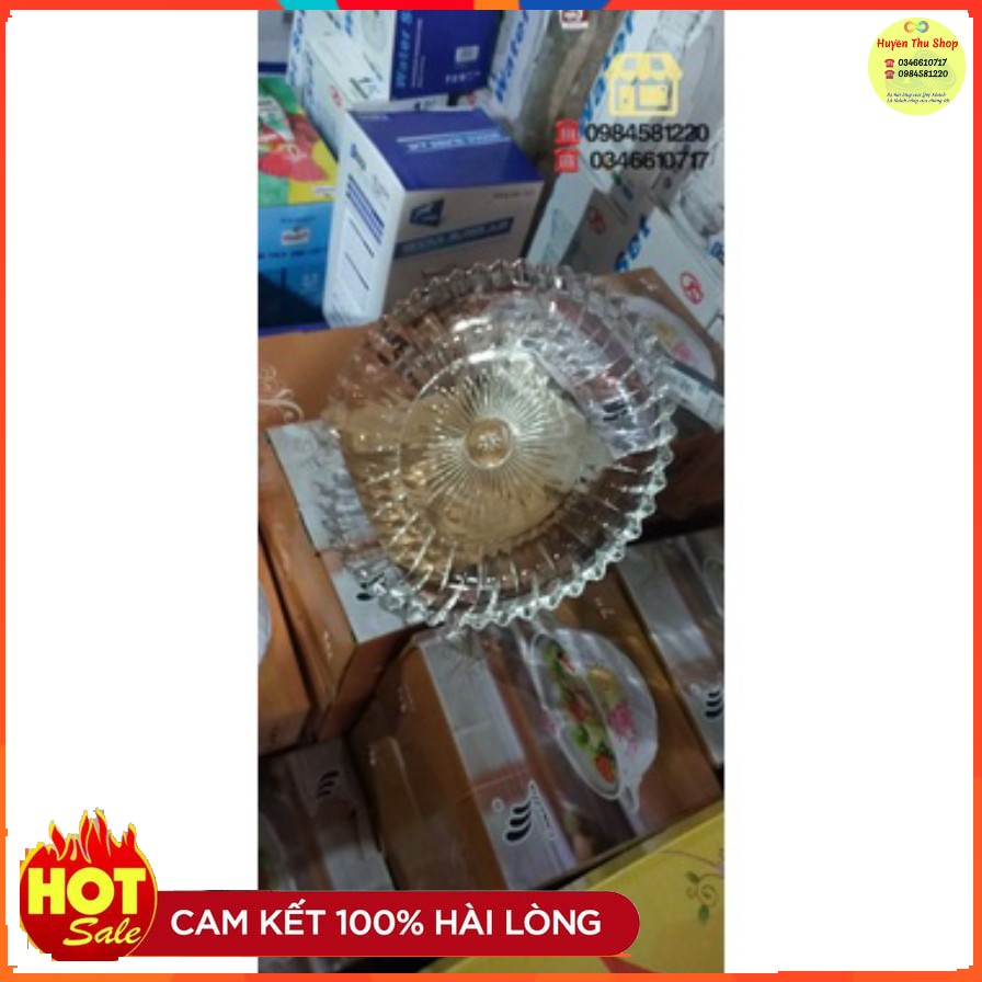 Khay thủy tinh pha lê 30cm đựng hoa quả cốc chén