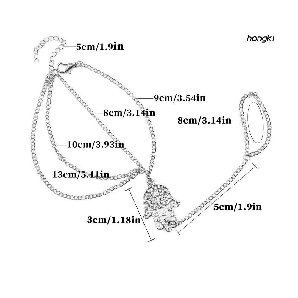Vòng tay phối nhẫn mặt hình bàn tay hamsa độc đáo thời trang cho nữ