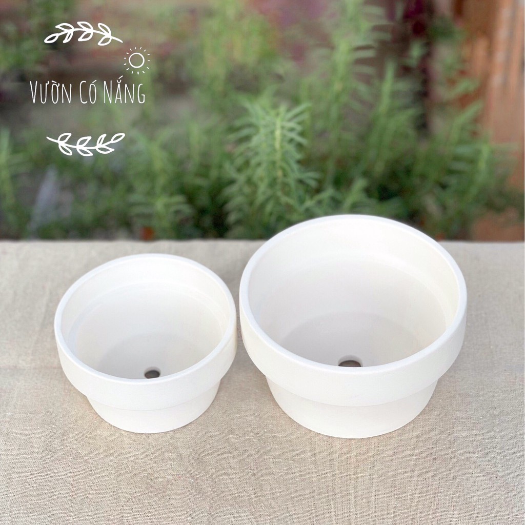 Chậu Đất Nung Dáng Thấp, Chậu Đất Nung Bát Tràng Trồng Sen Đá, Xương Rồng Tạo Tiểu Cảnh