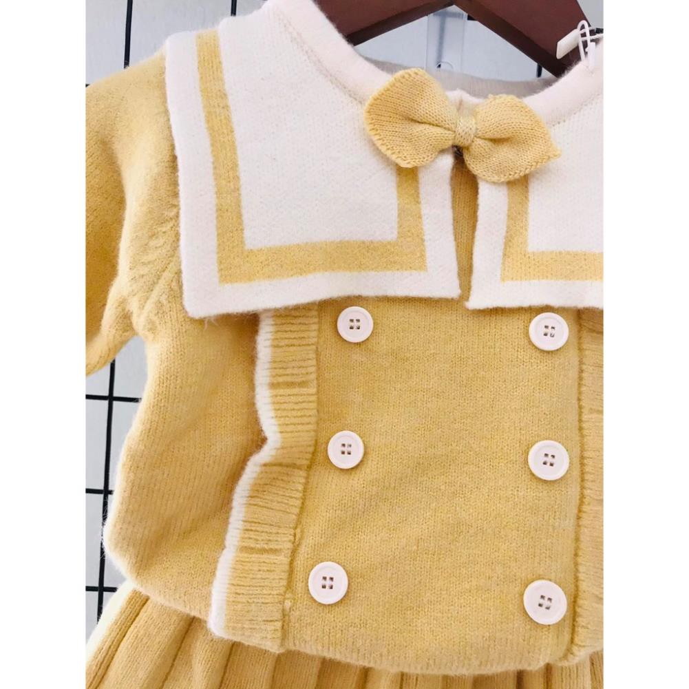 Set váy len vàng phong cách tiểu thư cho bé gái M298