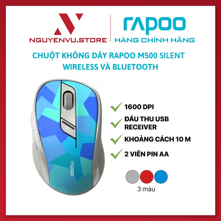 Chuột Không Dây RAPOO M500 Silent Wireless Và Bluetooth - Hàng chính hãng
