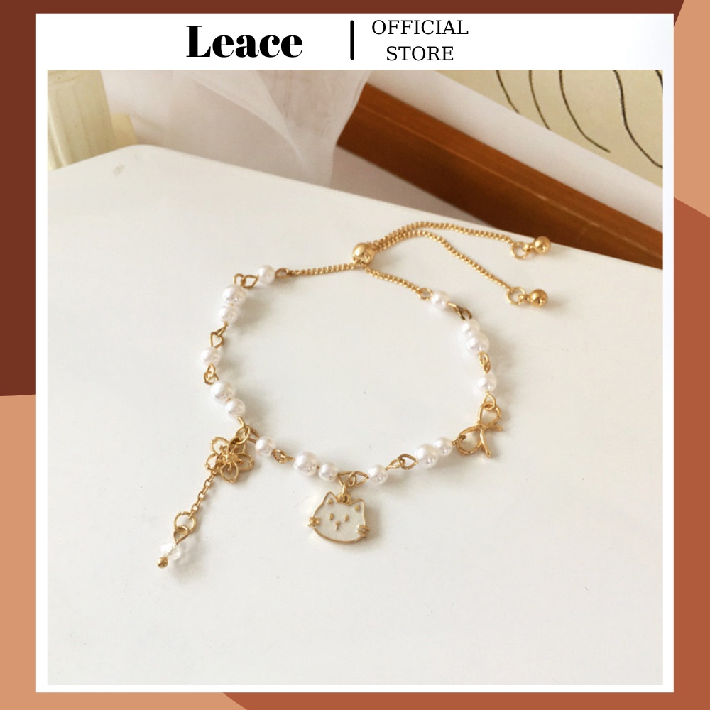 Vòng tay nữ, lắc tay dây rút mặt mèo hoa mai xinh xắn nữ tính BL016 Leace.accessories