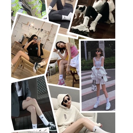 Tất thể thao nam nữ cao cổ 2 màu đen, trắng