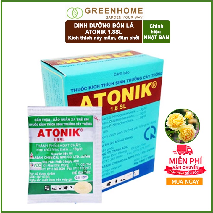 Bộ 5 Chế phẩm kích thích sinh trưởng cây trồng Atonik, gói 10ml,  chuyên hoa Lan, hoa Hồng, cây cảnh |Greenhome